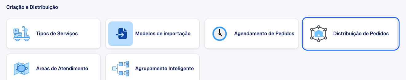 Card Distribuição de Pedidos em Configurações