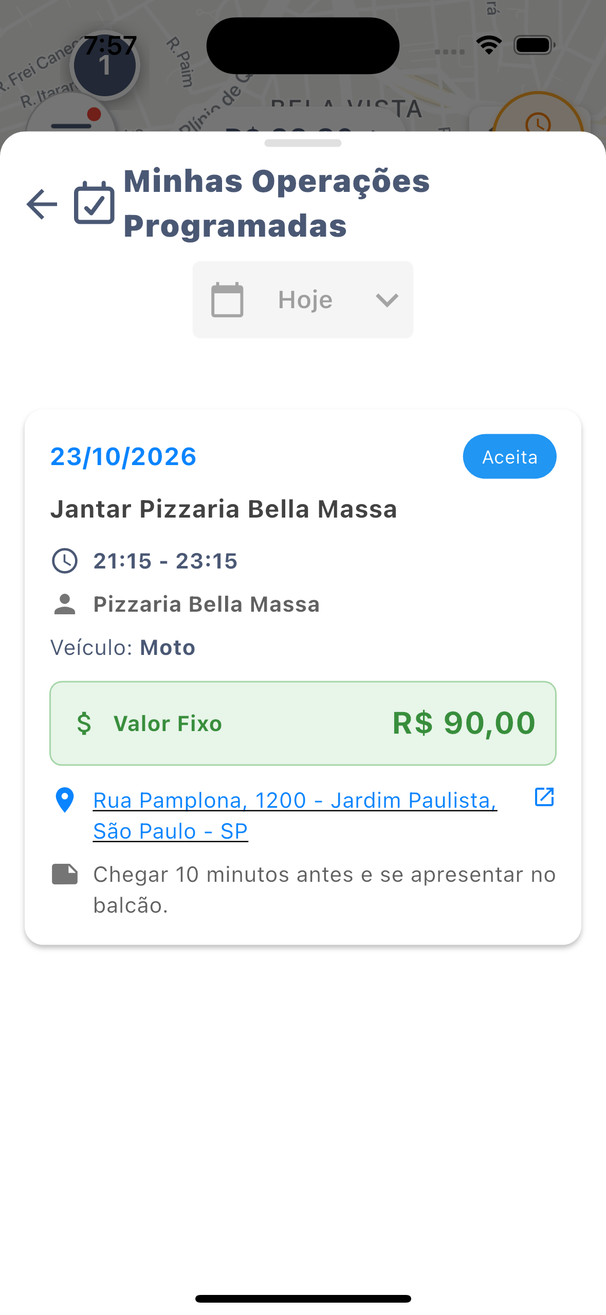 Minhas Operações Programadas no app