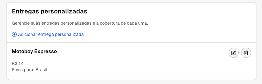 Entrega personalizada Motoboy Expresso nos meios de envio da Nuvemshop
