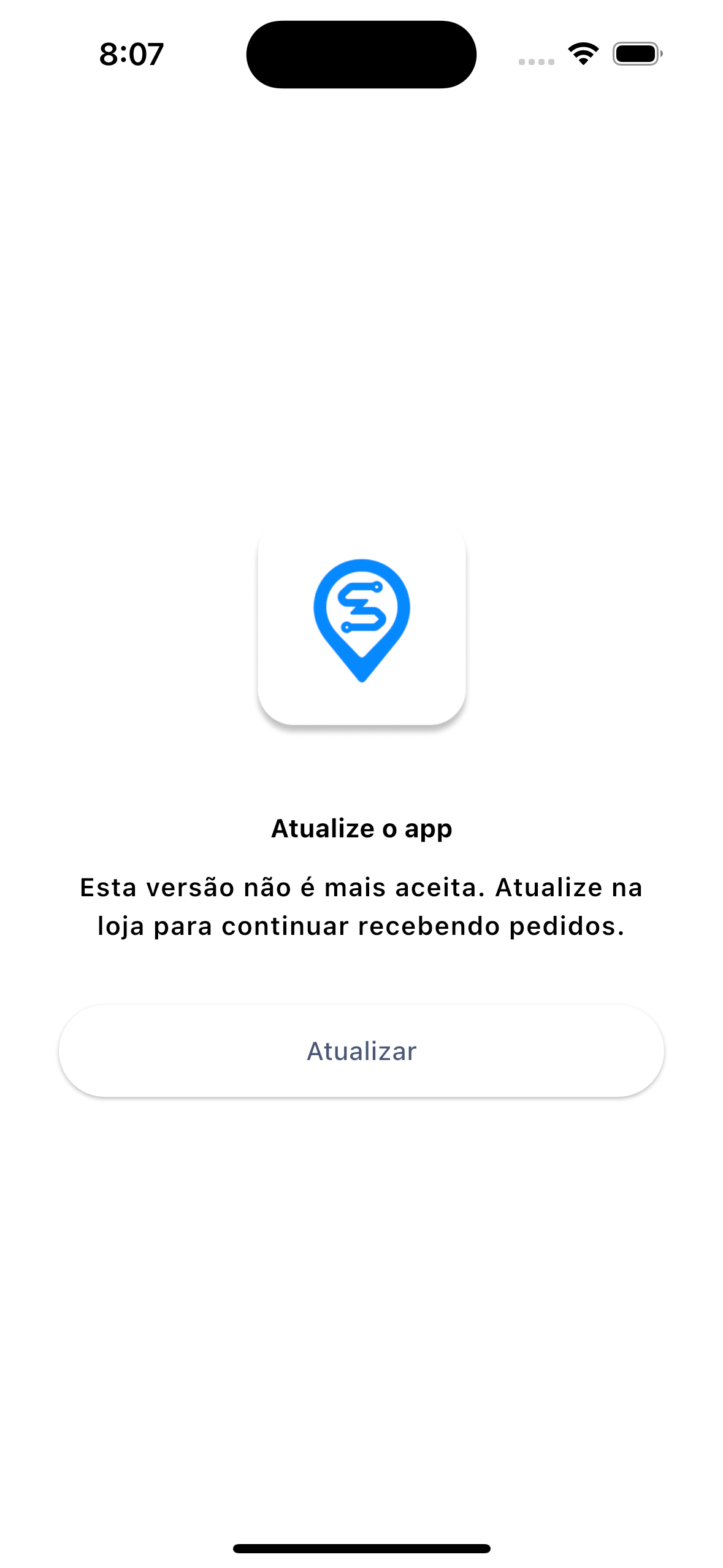 Tela Atualize o app