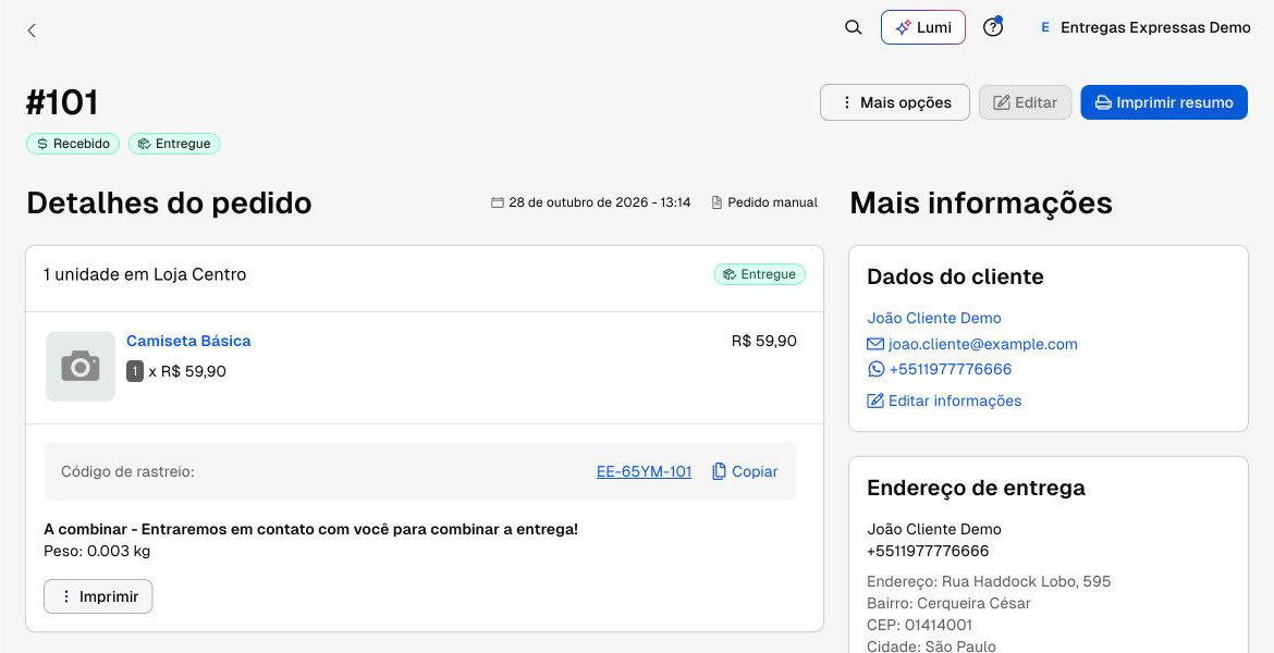 Pedido como Entregue na Nuvemshop